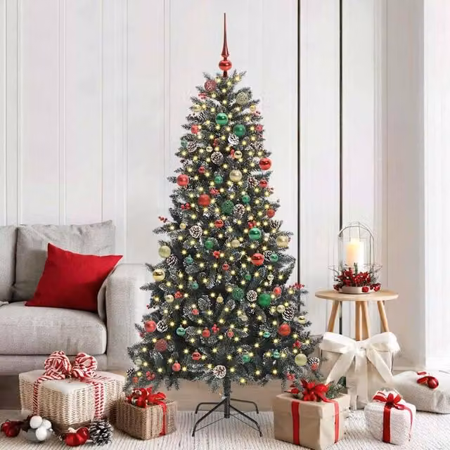 Berkfield Home Green Artificial Christmas Tree with 300 LEDs, W/D/H: 99 x 99 x 180 cm – 1