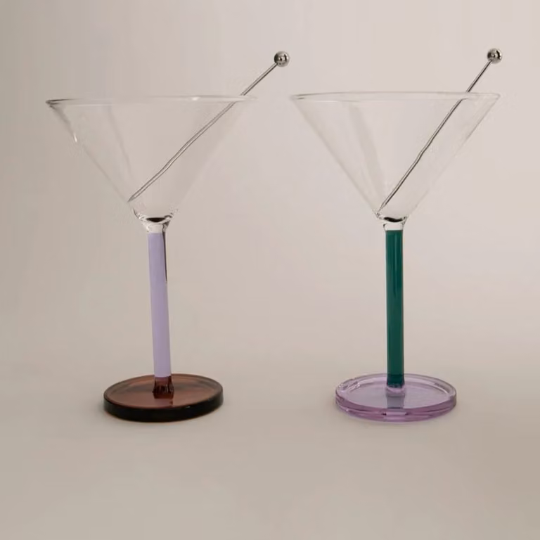 Sophie Lou Jacobsen Birdland Piano Cocktail Glass Set of 2, Green and Transparent