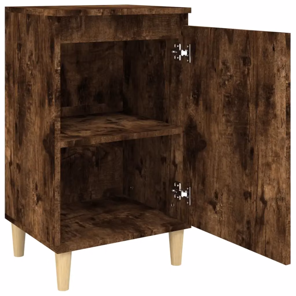 Berkfield Home Set of 2 Bedside Cabinets in Smoked Oak Brown, W/D/H: 40 x 35 x 70 cm – 5