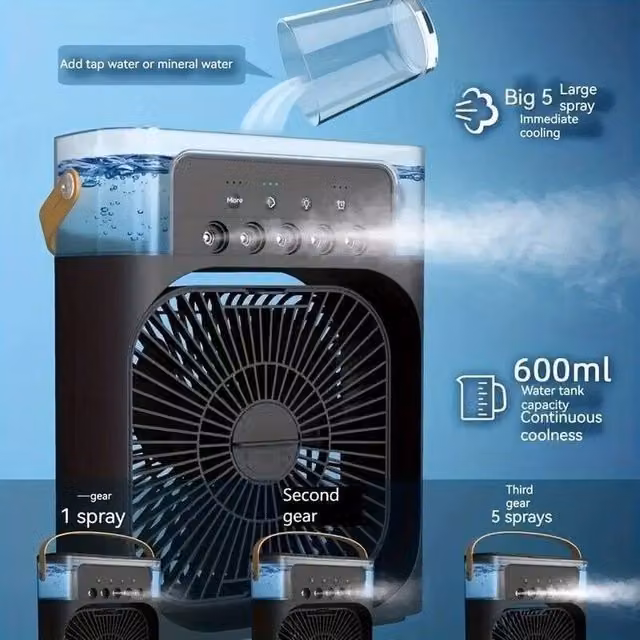 FLAVORA Black Mini Portable Air Cooler Fan