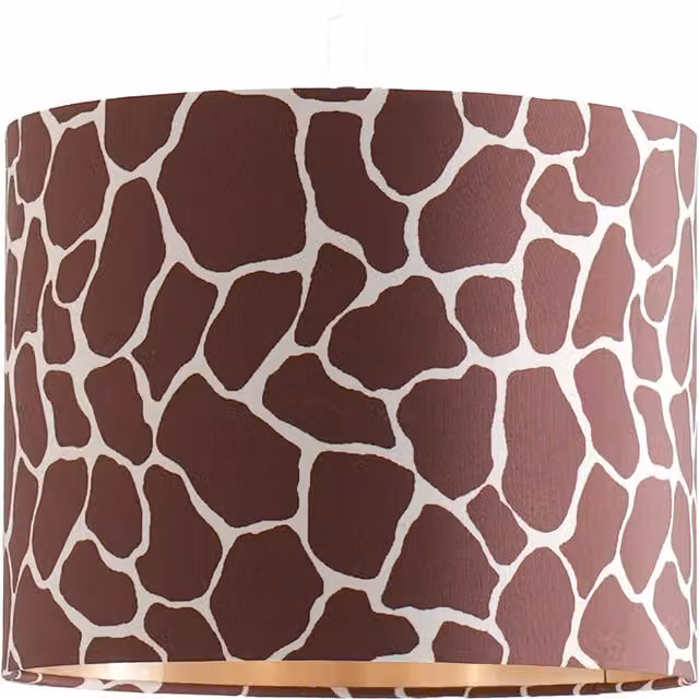 ValueLights Oasis Small Giraffe Print Metallic Inner Ceiling Drum Lamp Shade and LED Bulb in Brown and Gold