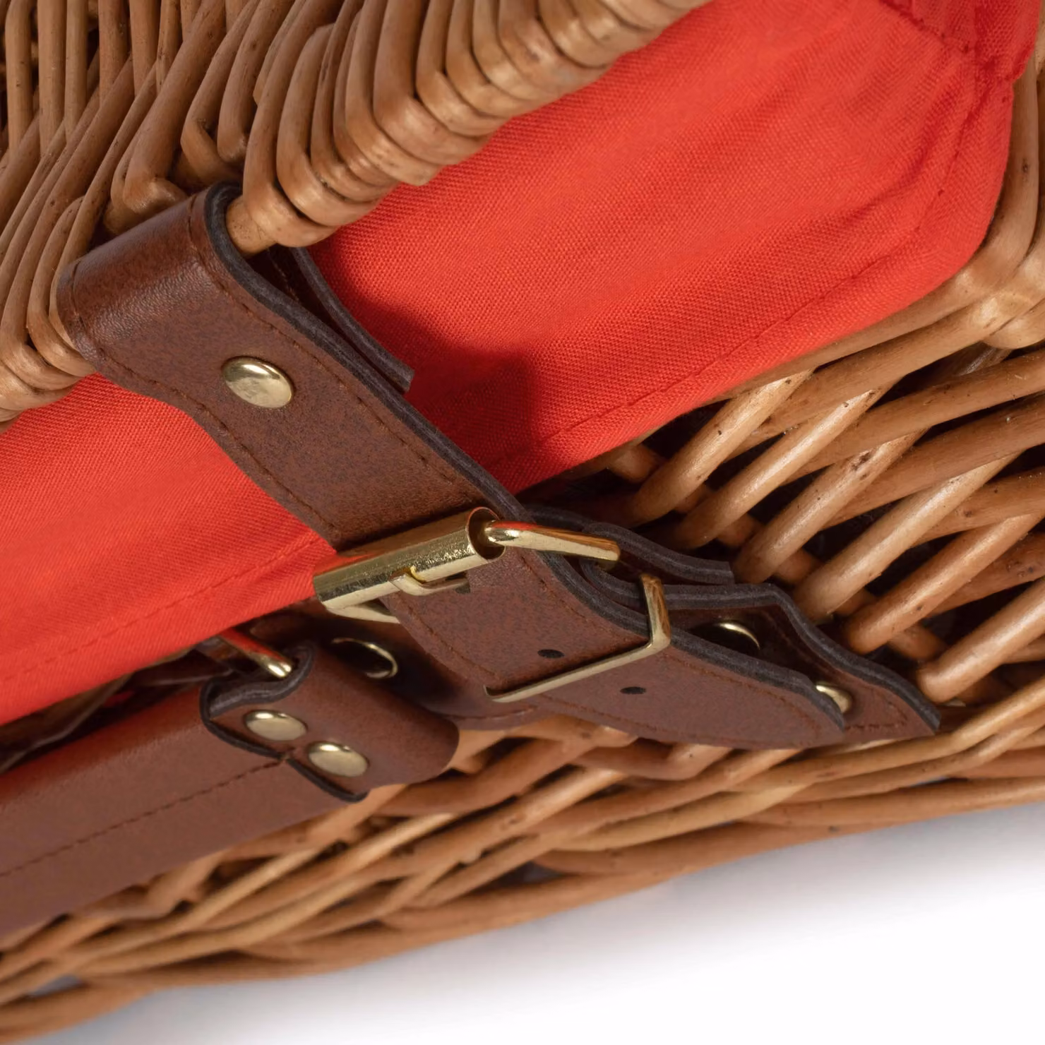 Red Wicker Picnic Basket with Cotton Lining – 3