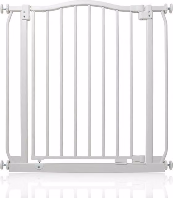 Safetots Extendable Curved Top Safety Gate in White for Doors and Stairs