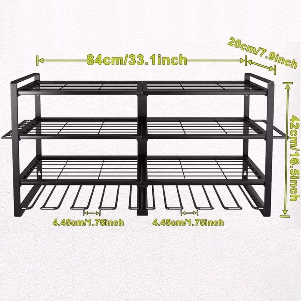 NESTLUNE Black Metal Wall Mounted Power Tool and Drill Holder Organizer, W: 520 cm, H: 52 cm, D: 42 cm – 1