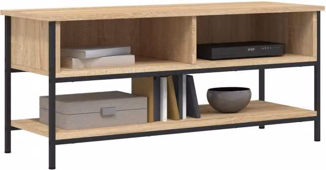 Berkfield Home Sonoma Oak TV Cabinet in Light Tan Beige, W/D/H: 100 x 35 x 45 cm – 1