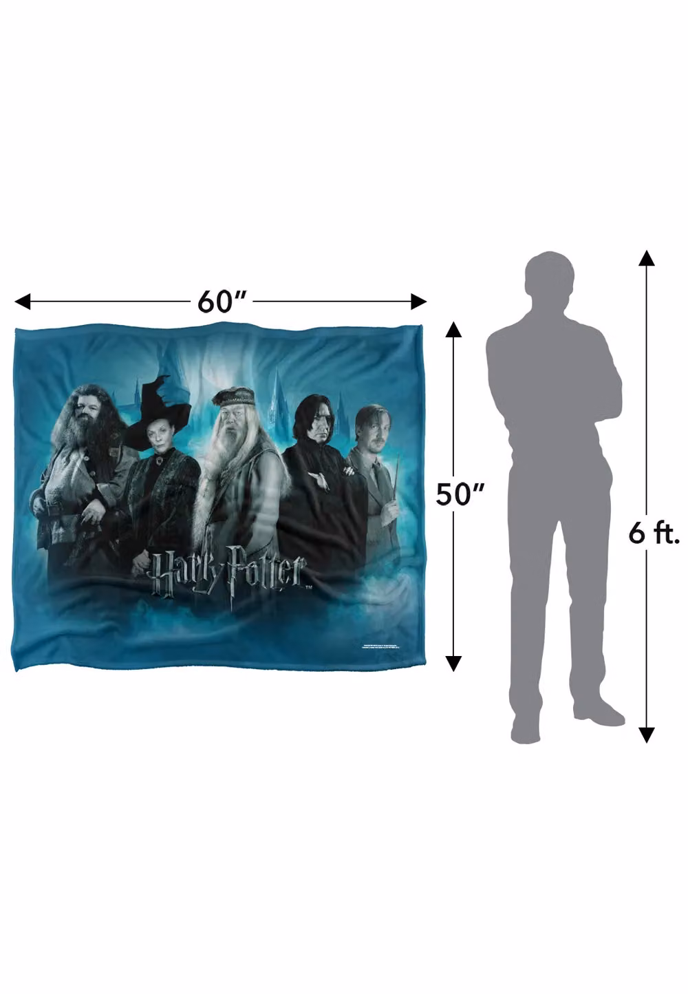 LOGOVISION Harry Potter Hogwarts Teachers Officially Licensed Super Soft Microfibre Fleece Throw Blanket in White and Multicolour, W: 152 cm, D: 127 cm – 4