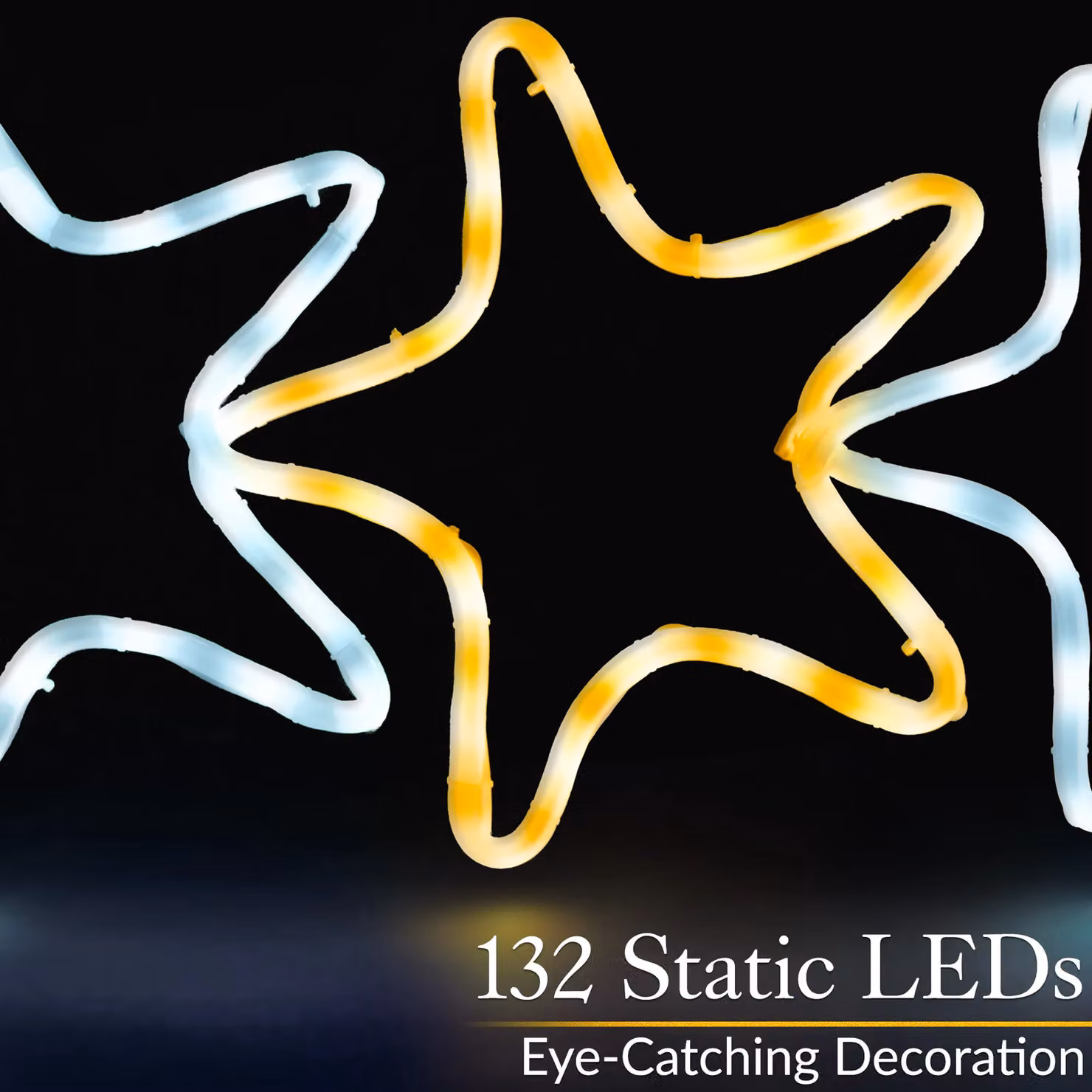 Christow Star Rope Light Outdoor Christmas Decoration LED Wall Silhouette, Cream, Height: 106 cm – 3