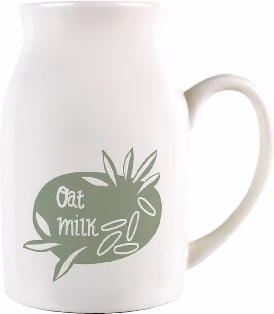 Purely Home Boho Small Ceramic Oat Milk Serving Jug in Green and White