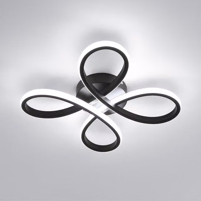 Pheashine 30W LED Flower Flush Mount Ceiling Light, Black, Diameter: 30 cm, Cool White – 1