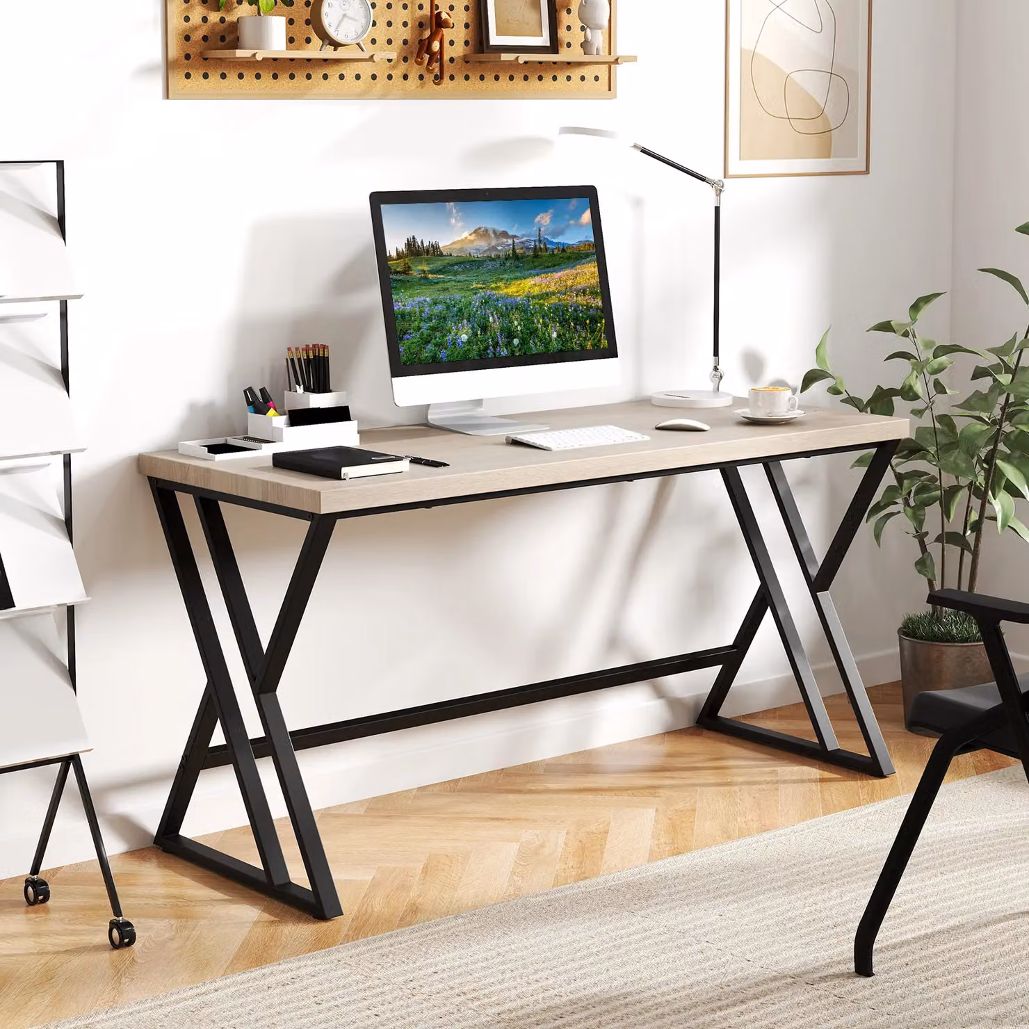 Costway Industrial Computer Desk in Grey and Black – 6