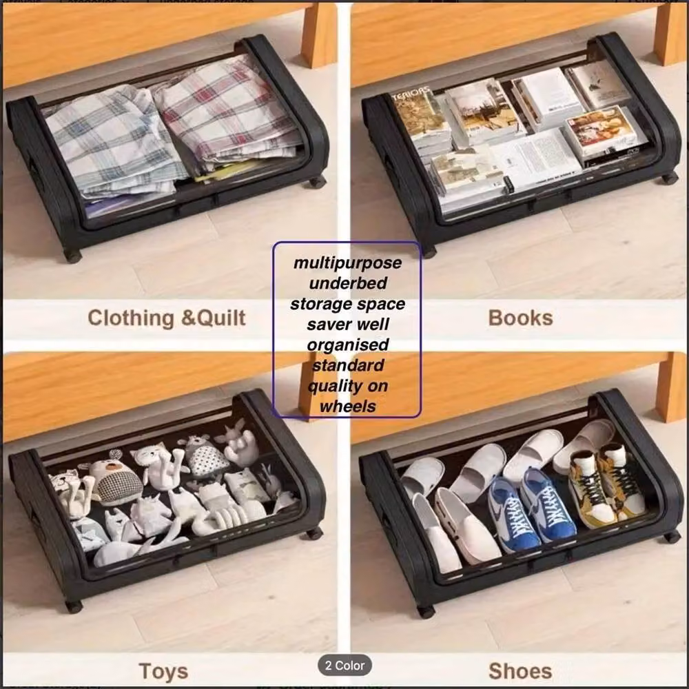 NESTLUNE Large Underbed Storage Organizer with Wheels, Black – 5