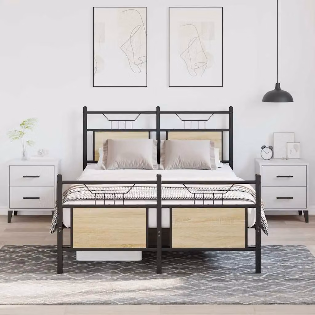 Berkfield Home Small Double Bed Frame in Sonoma Oak Brown, W/D/H: 120 x 200 cm – 2