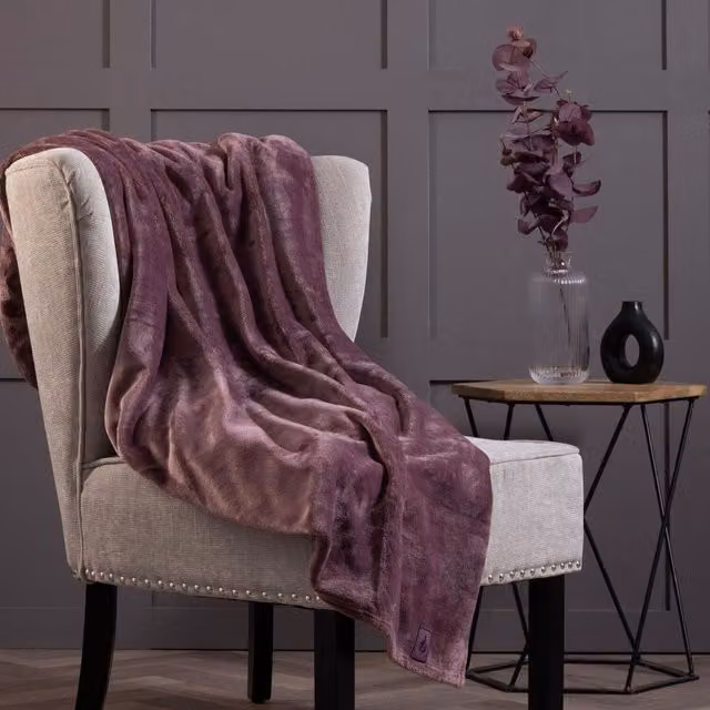 Heat Holders Purple Fluffy Fleece Blanket, W/D/H: 180 x 200 cm