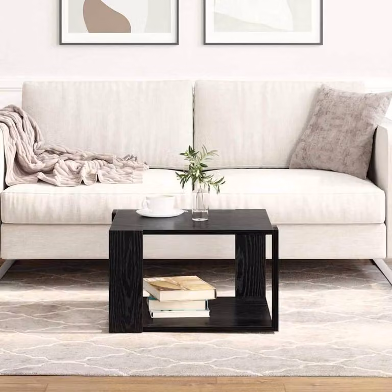 Berkfield Home Black Oak Coffee Table, W/D/H: 51.5 x 51.5 x 30 cm