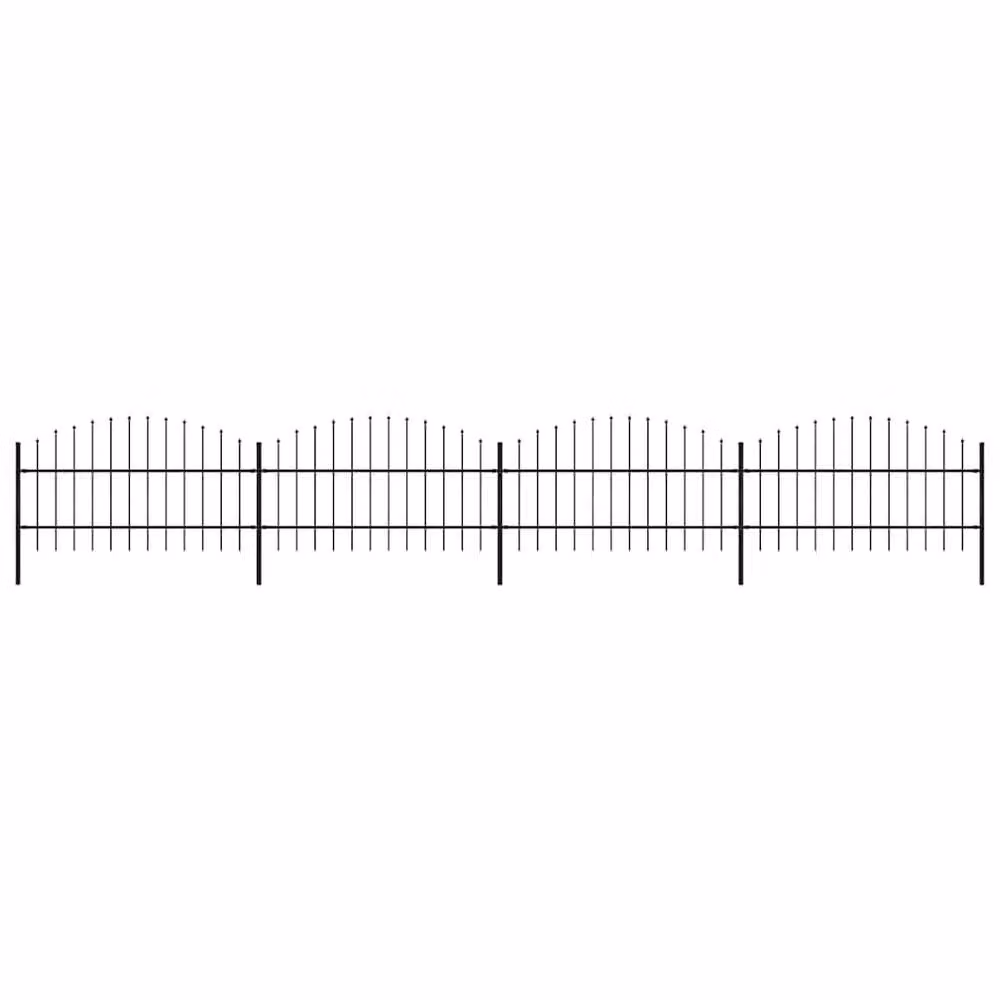 Berkfield Home Durable Steel Garden Fence with Spear Top, Black