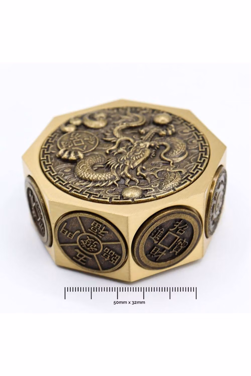 KDMD Gold Metal Feng Shui Lucky Cat and Dragon Tabletop Spinner – 2