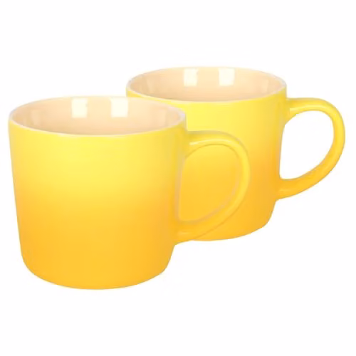 Argon Tableware Yellow Ombre Coffee Mugs, Set of 2, 330ml New Bone China Ceramic Mugs – 1