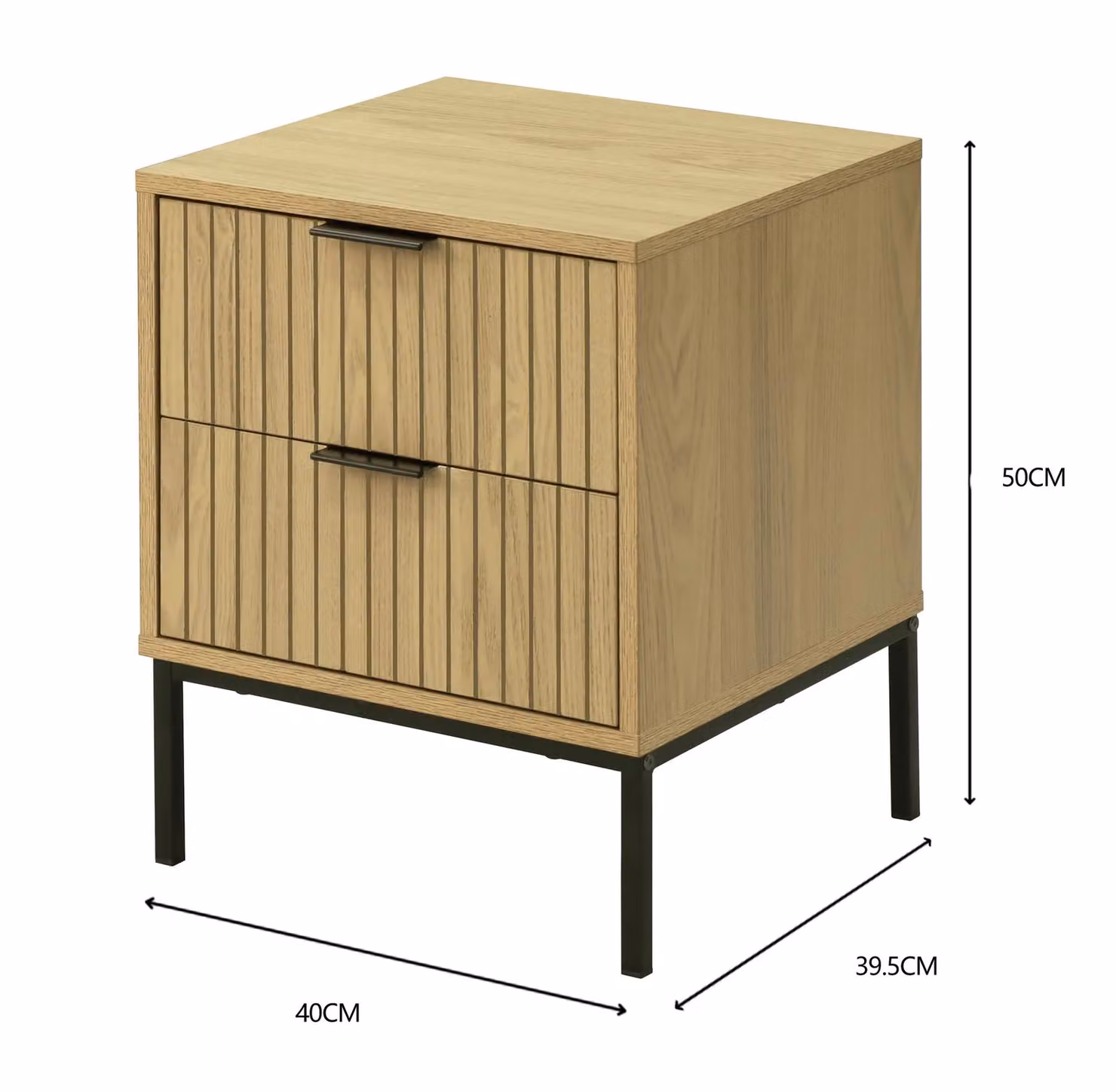 Home Source Contemporary Wooded Bedside Cabinet with 2 Drawers in Sand, Black, Beige and Brown – 4