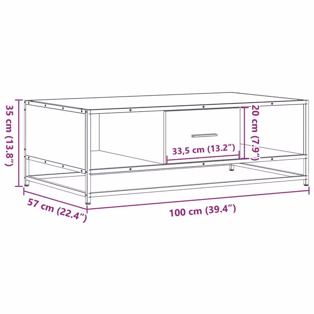 Berkfield Home Smoked Oak Coffee Table in Brown, W/D/H: 100 x 57 x 35 cm – 6