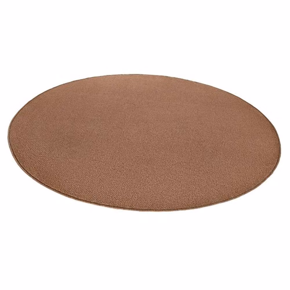 THE RUGS Uni Colours Modern Plain Round Polypropylene Area Rug in Brown, Diameter: 133 cm – 3