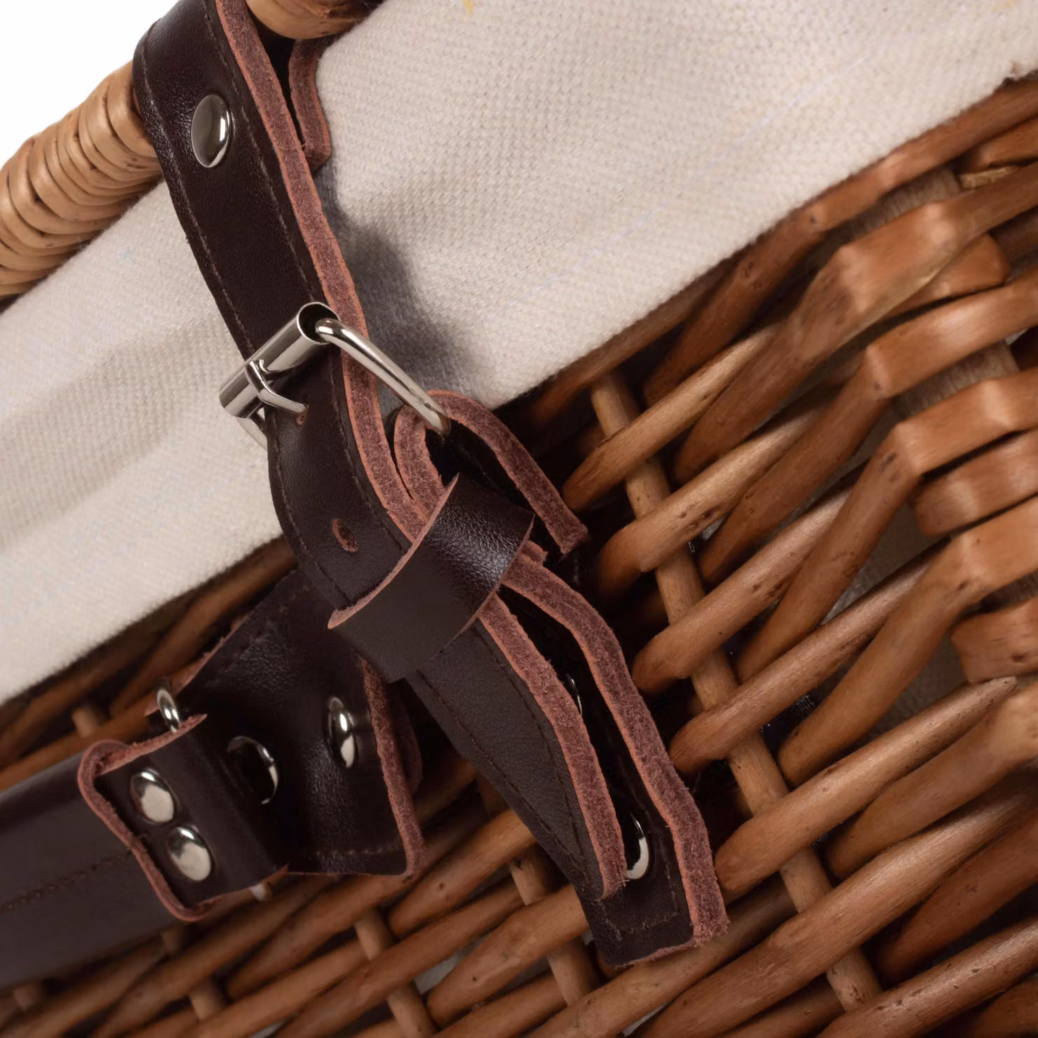 Red Wicker Double Steamed Picnic Basket with White Cotton Lining, 40 cm – 4