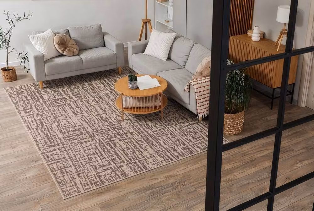 RugsX Aura Beige Geometric Minimalist Rectangular Rug W: 160 cm, L: 220 cm – 3