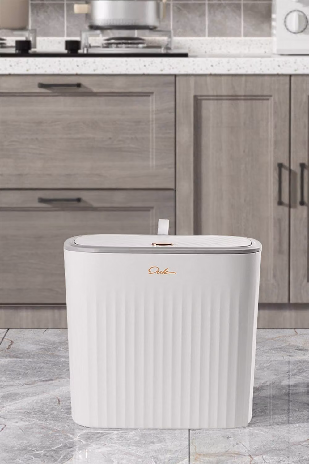 Living and Home Press-to-Open Wall Mounted Corner Hanging Trash Bin in White – 2
