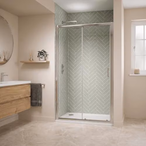 Balterley Ellenhall 8mm Glass Sliding Reversible Shower Door in Silver, W/D/H: 170 x 3.1 x 185 cm – 3