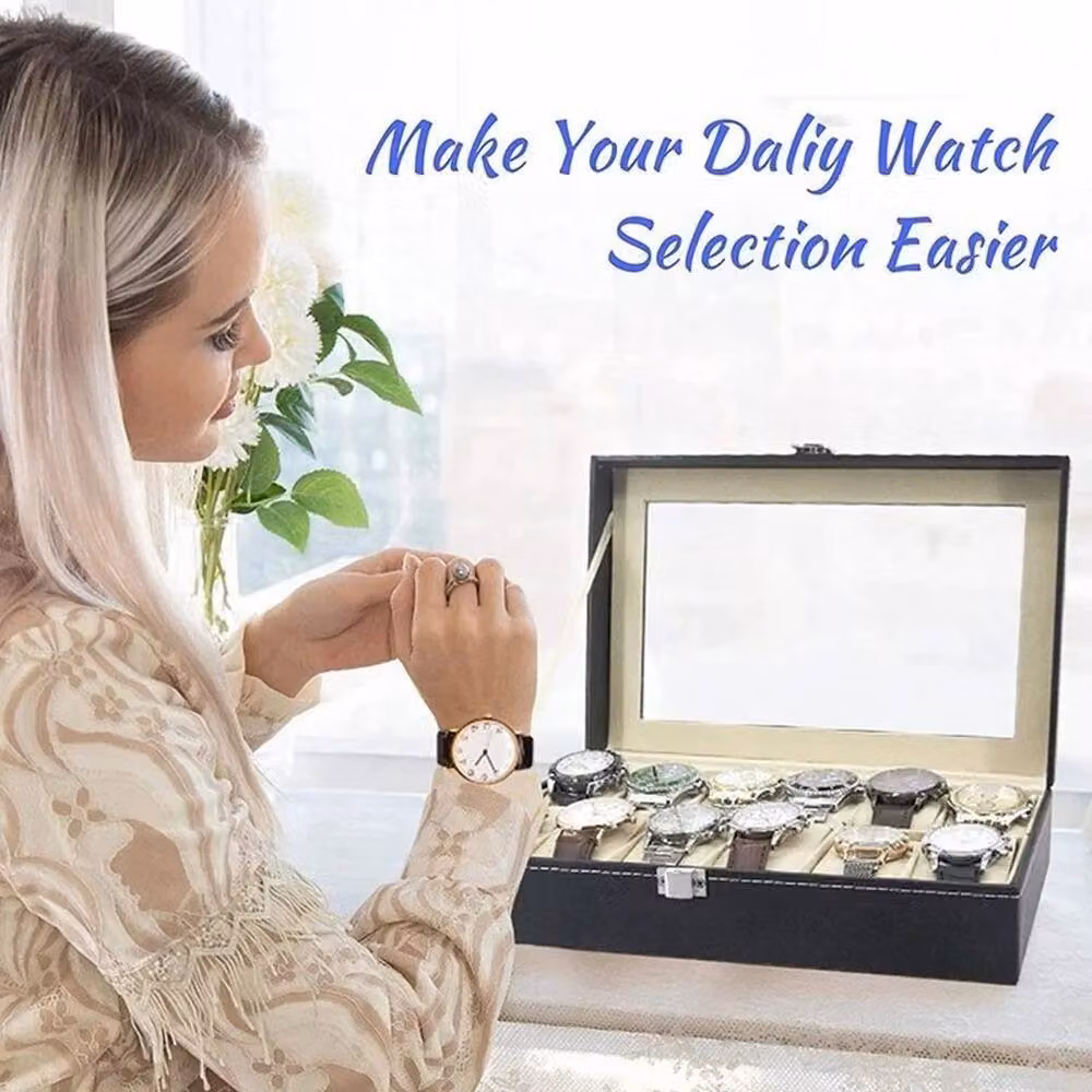 VOGREX 12 Grid Watch Display and Collection Storage Case in Black – 3