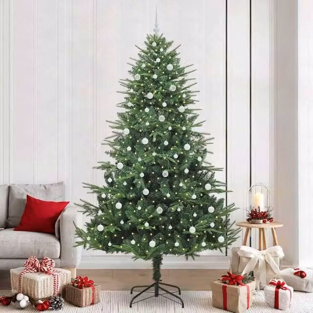 Berkfield Home Artificial Pre-lit Christmas Tree with Ball Set, Green, Height: 240 cm