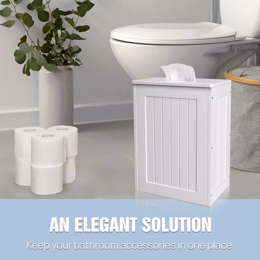 FLAVORA White Slimline Shaker Freestanding Bathroom Storage Unit, W: 60 cm, D: 35 cm, H: 60 cm – 2