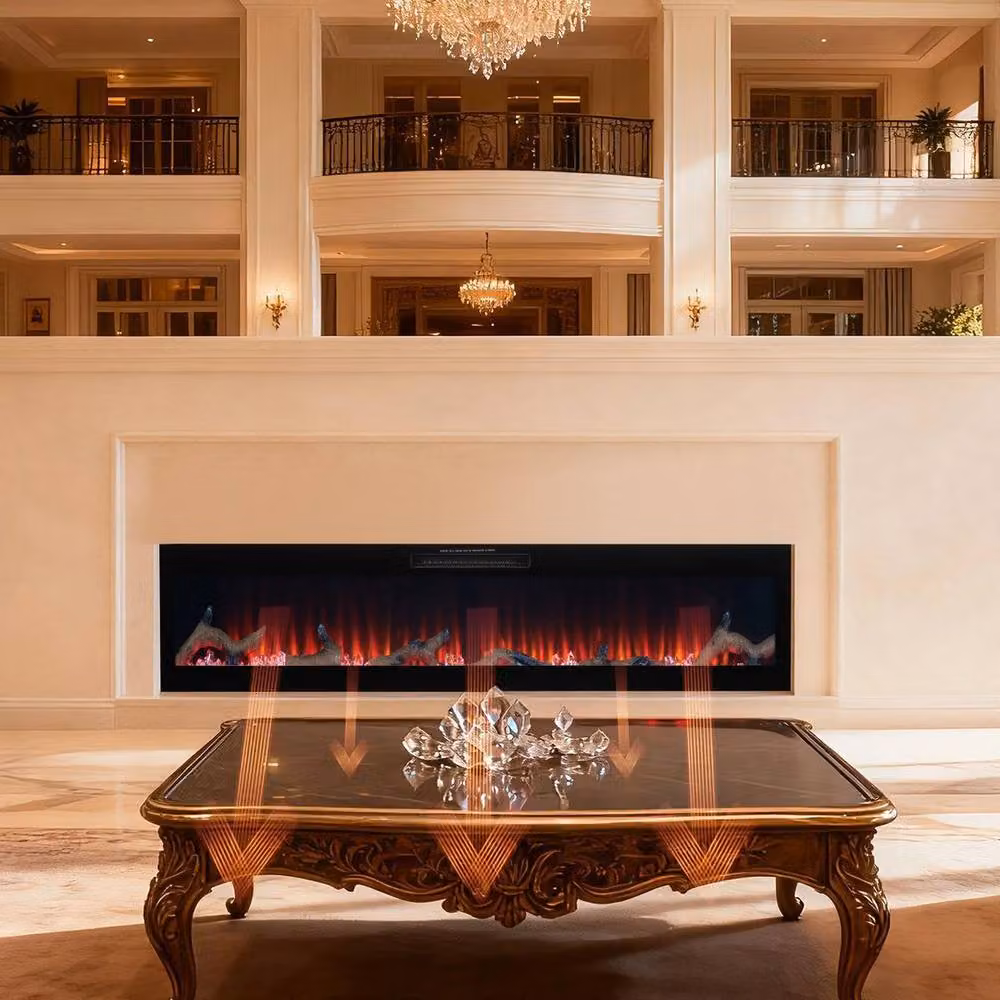 FLAVORA 42 inch Black LED Media Electric Fireplace Wall Heater – 4