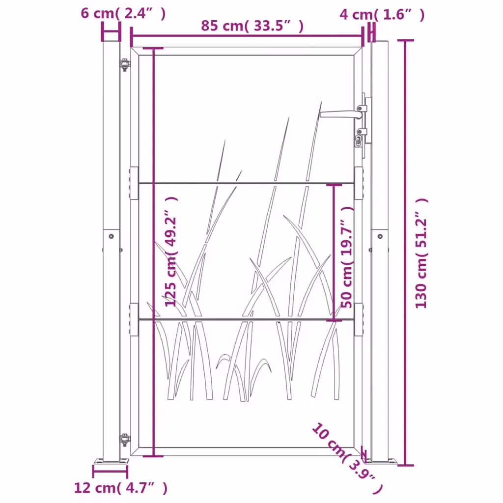 Berkfield Anthracite Steel Garden Gate, W: 105 cm, H: 130 cm – 4