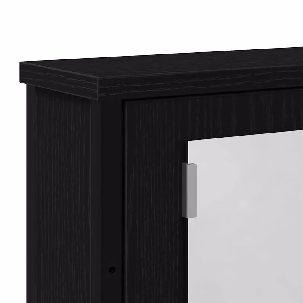 Berkfield Home Black Oak Bathroom Mirror Cabinet with Glass Doors, W/D/H: 42 x 12 x 60 cm – 6