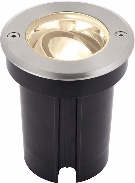 Loops Stainless Steel Silver Drive Over IP67 Ground Light with 6W Warm White LED and Tilting Head – 1