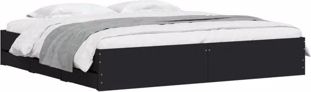 Berkfield Home Modern Super King Bed Frame with Drawers, Black, W/D/H: 180 x 203 x 33 cm