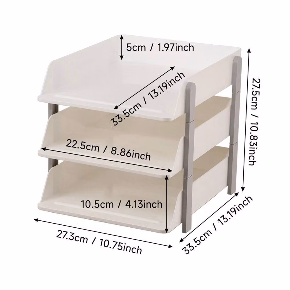 Nordara 3 Tier A4 Desk Organiser Filing Trays and Paper Document Holder, White, W: 27.5 cm, D: 33.5 cm – 2