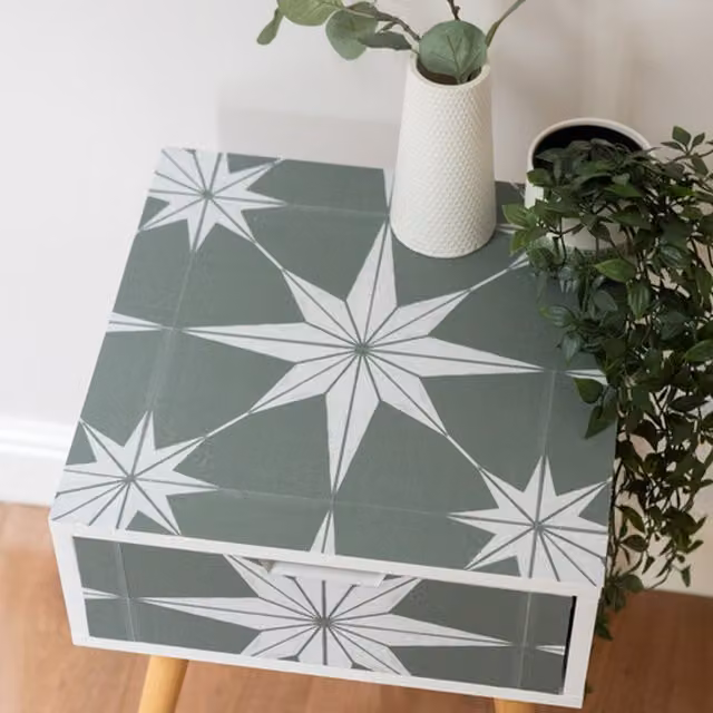 Quadrostyle ASTRA OLIVE Geometric Adhesive Wall Tile and Furniture Vinyl Stickers, Green, 15 cm