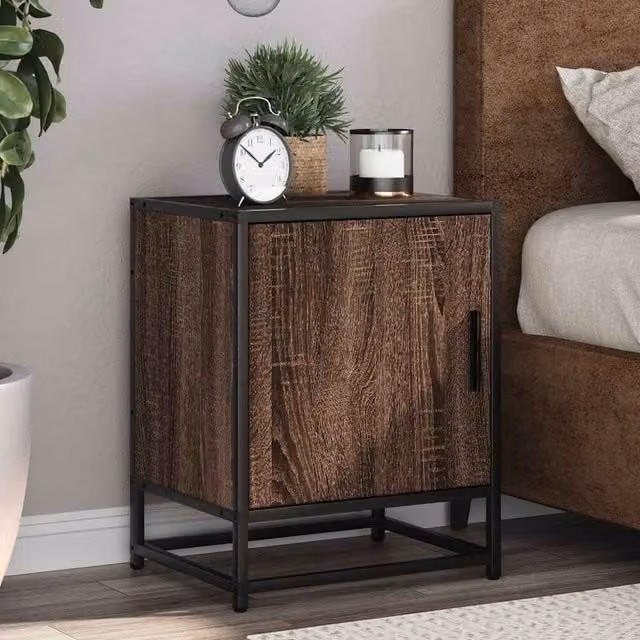 Berkfield Home Bedside Cabinet in Brown Oak, W/D/H: 40 x 31 x 50 cm – 1