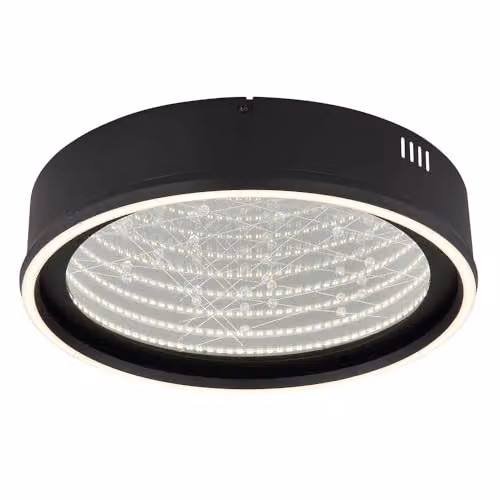 Globo Lighting Mirrora LED Ceiling Light in Black and Transparent Glass, Diameter: 51.5 cm