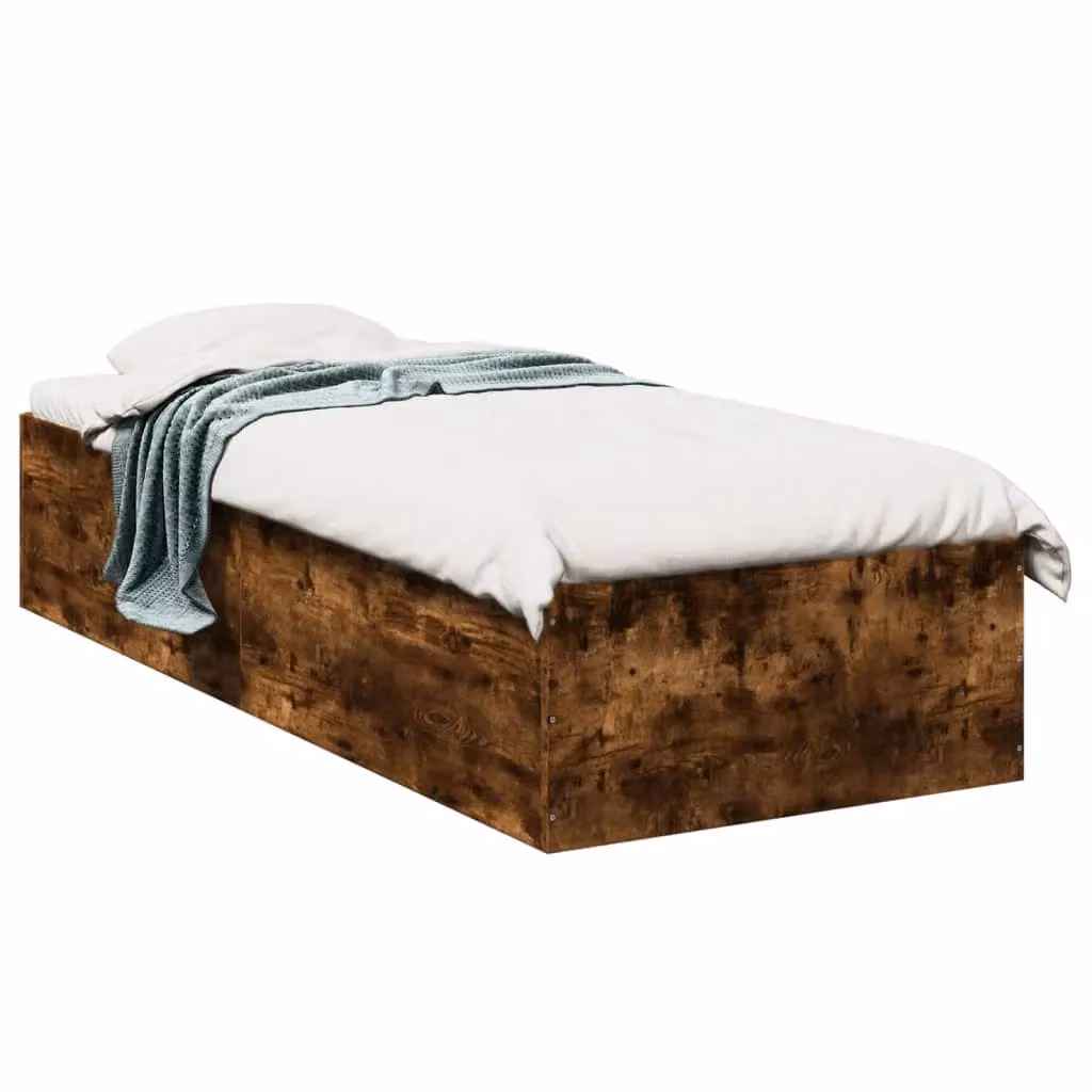 Berkfield Home Smoked Oak Bed Frame in Brown, W/D/H: 100 x 200 cm – 2