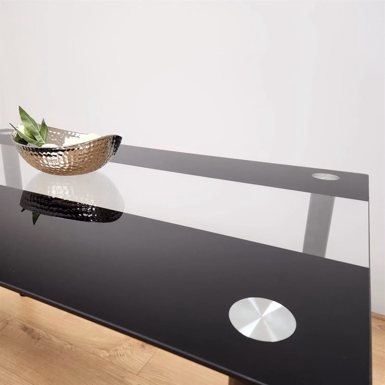 KOSY KOALA Modern Rectangular Glass Dining Table in Black and Transparent, H 75 x L 140 x W 80 cm – 3