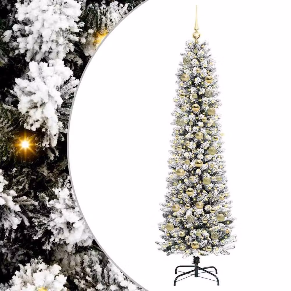 Berkfield Home Artificial Christmas Tree with 300 LEDs in Green, White and Black, Height: 180 cm – 2
