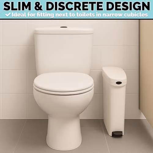 ProKleen White Slimline Pedal Sanitary Bin with Bin Liners, 20 l – 2