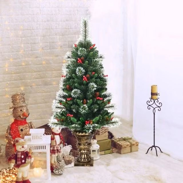 KORVIXA 4ft Green Artificial Christmas Tree, W/D: 100 x 100 cm