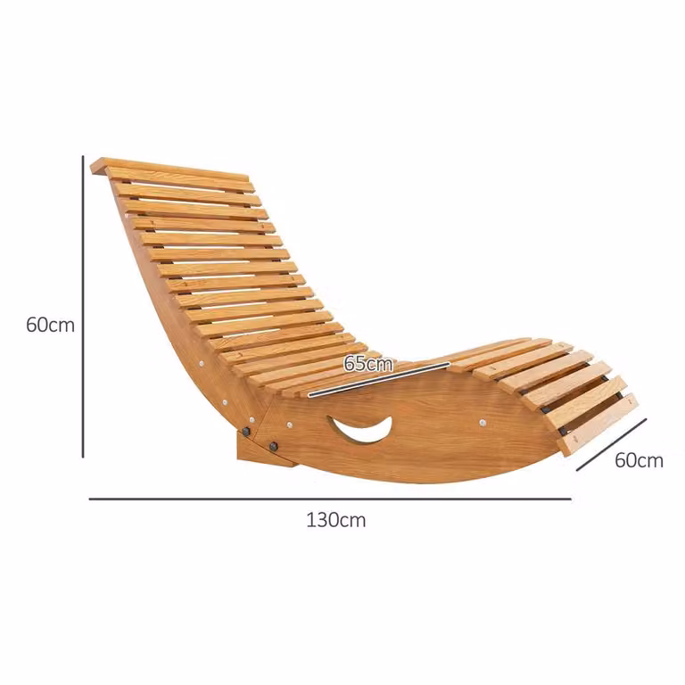 OUTSUNNY Garden Rocking Chair with High Back and Armrests in Brown Treated Hardwood