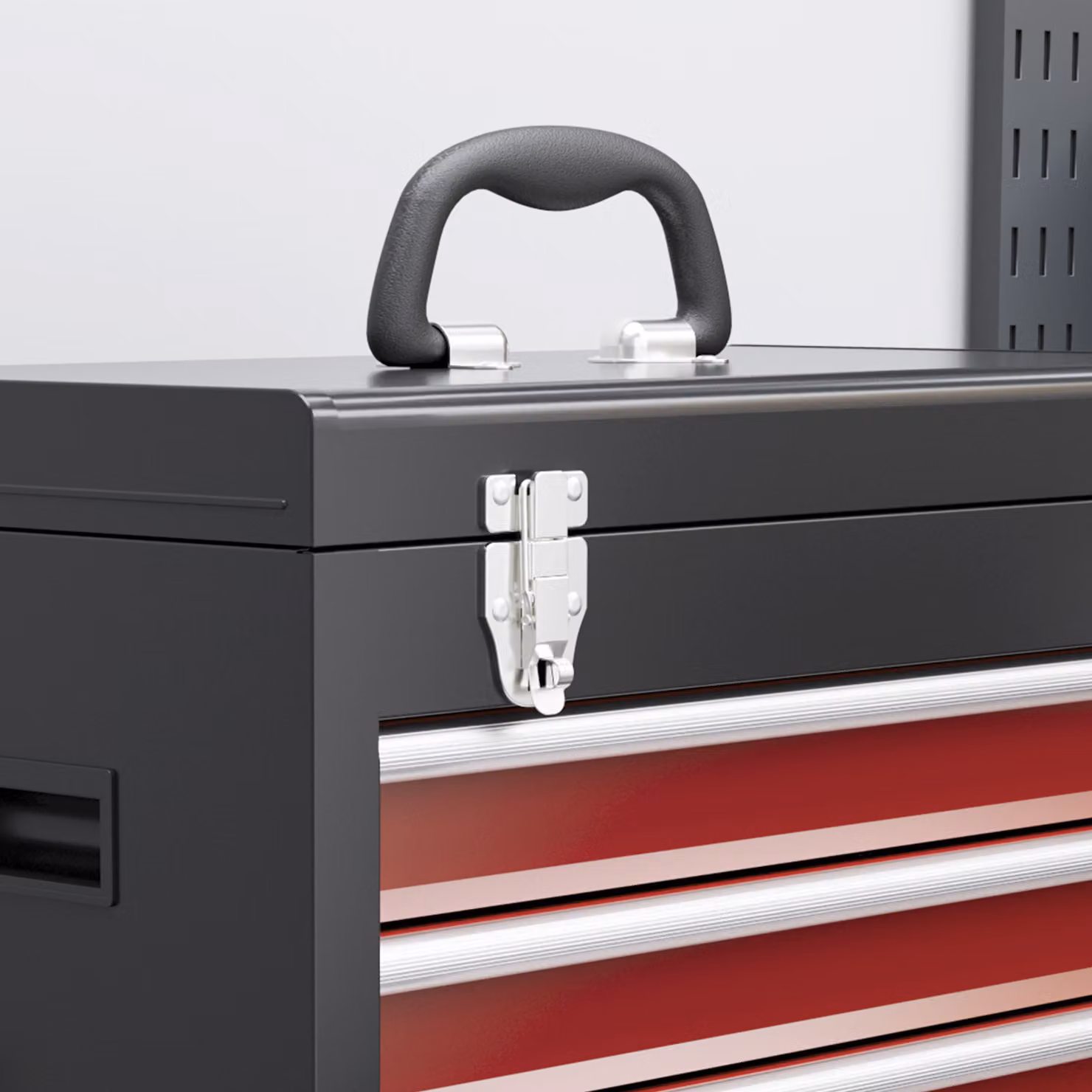 HOMCOM Rolling Tool Cabinet with 5 Drawers and Lockable Cabinet in Red Steel – 7