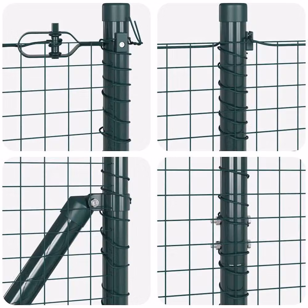 Berkfield Home Green Steel Welded Wire Fence with 13 Flanged Posts – 5