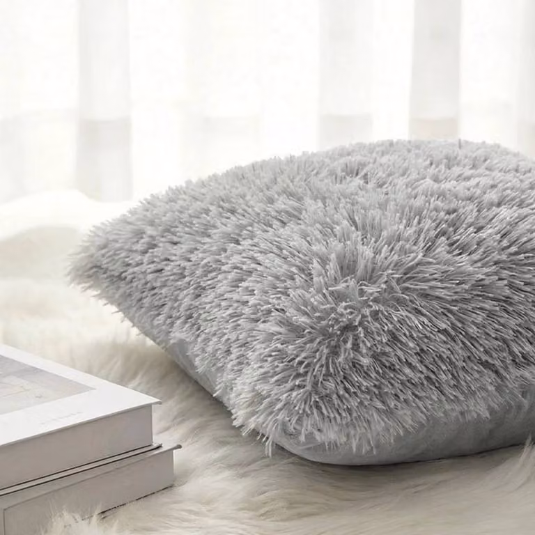 Kelvenix 2 Pack Grey Faux Fur Fluffy Cushion Covers