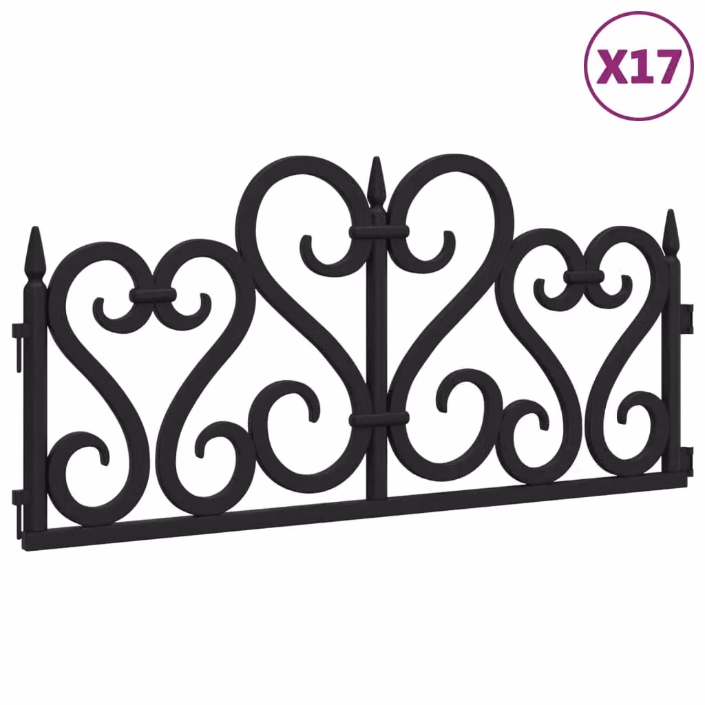 Berkfield Home Black Plastic Lawn Edging, 17 Pieces, 10 m – 2